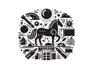 Horse Vector Illustration logo icon silhouette style