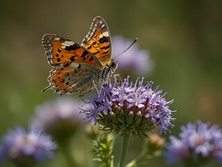 Obraz premium Close-up of a butterfly on a wildflower.