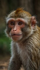 Obraz premium Close-up of a macaque monkey in Lopburi, Thailand.