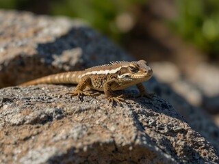 Fototapeta premium Close-up of an Agamidae lizard on a rock.