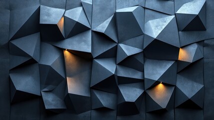 Fototapeta premium Illuminated Geometric Wall with Recessed Lighting