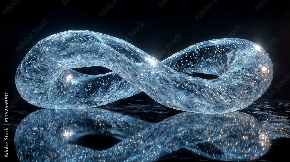 Wall mural crystal clear infinity loop with reflective surface and dark background
