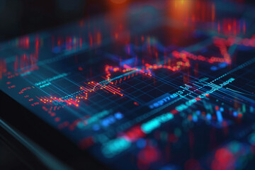Close-up of a Digital Stock Market Chart