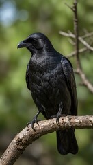 Crow perched on a branch.