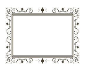 Vintage frame template. Exquisite patterns. Swirls and diamonds. Rectangular shape. On transparent background. Vector