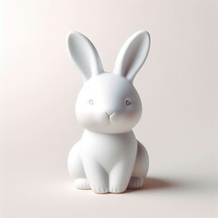 Obraz premium Easter background, One Great Bunny made of white porcelain on a plain background, a minimum of details, plenty of space for writing.