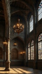 Obraz premium Fantasy medieval Great Hall in a royal palace.