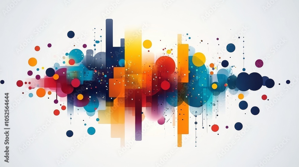 Poster abstract vector art with overlapping shapes, white background