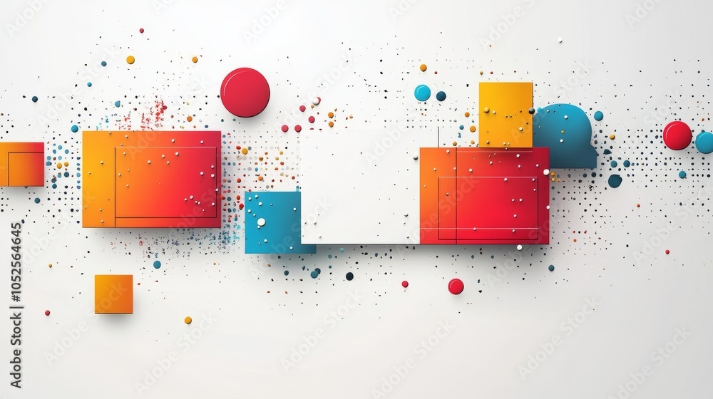 Poster abstract vector art with overlapping shapes, white background