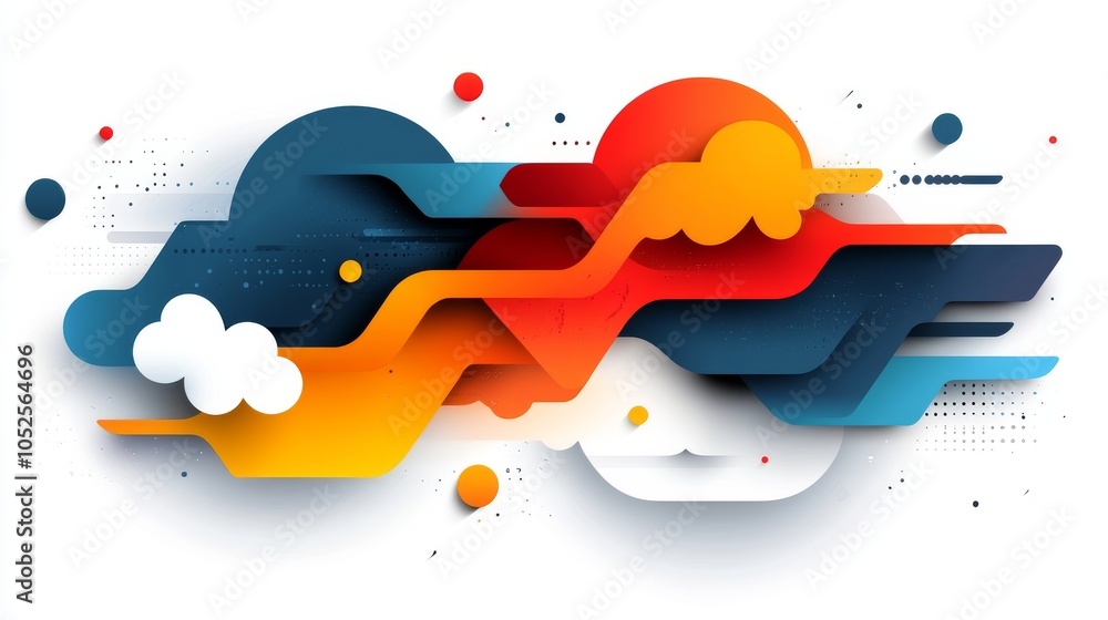 Poster abstract vector art with overlapping shapes, white background