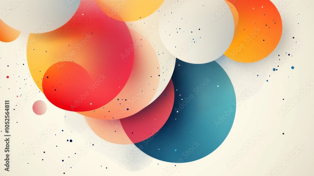 Poster abstract vector art with overlapping shapes, white background