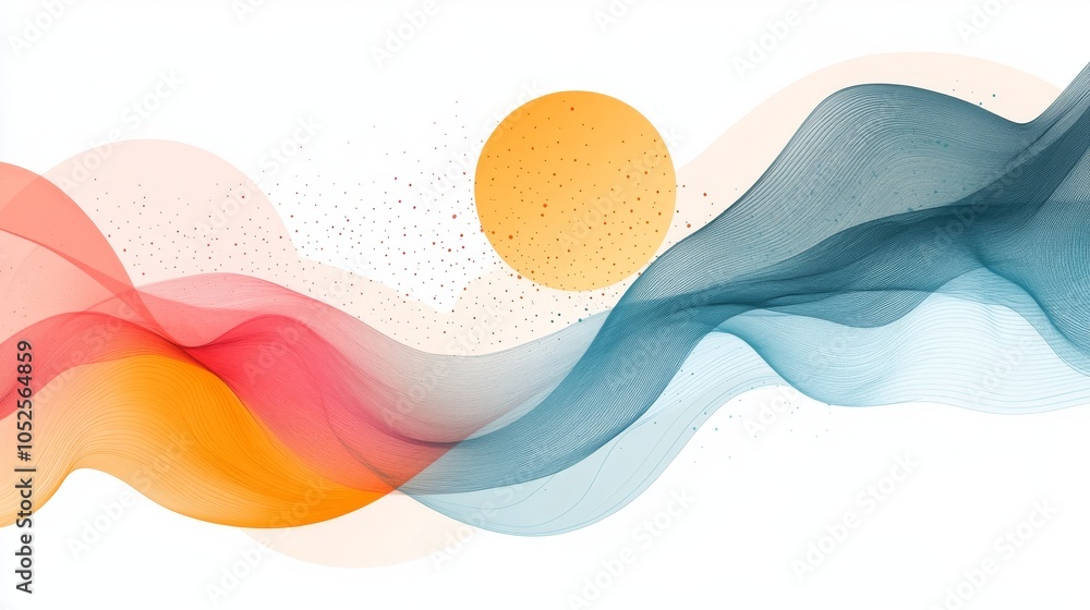 Poster abstract vector art with overlapping shapes, white background
