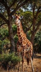 Giraffe in its natural habitat.