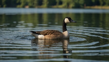 Goose swimming on a lake.