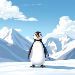 Fototapeta premium cute penguin illustration style