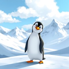 Obraz premium cute penguin illustration style