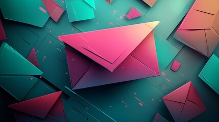 A 2D illustration of an abstract background featuring envelope shapes in various sizes and arrangements. 
