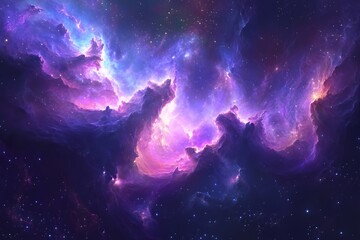 Cosmic Nebula with Purple and Pink Hues