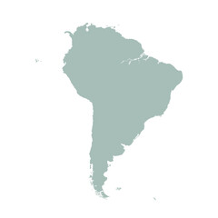 Map of South America, sign silhouette. World Map Globe. Vector Illustration isolated on white background. Latin American continent.