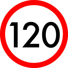 Speed limit 120 round road traffic icon