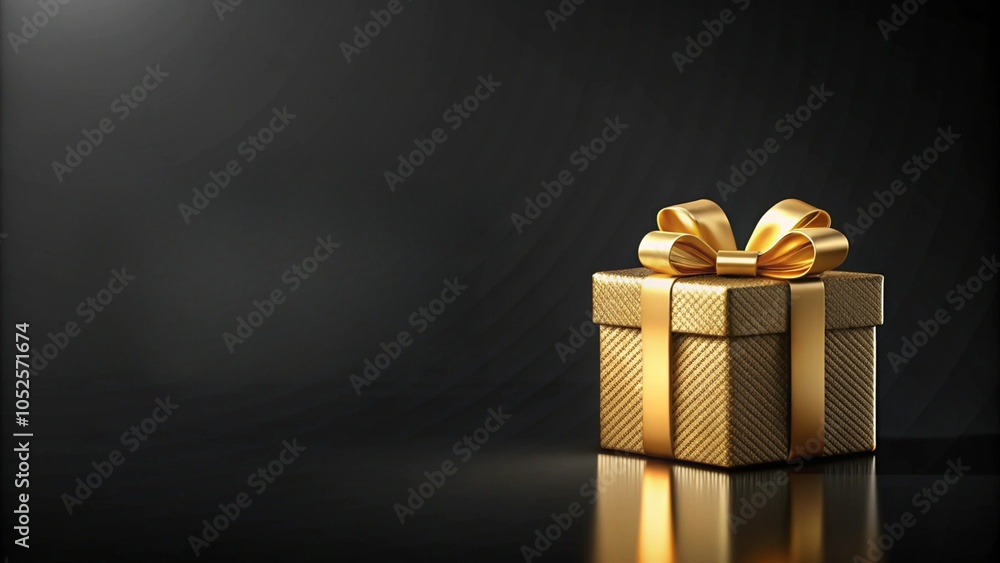 Sticker free photo black friday sale is a gold gift box and ballon with a black background