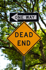 One Way and Dead End Sign 