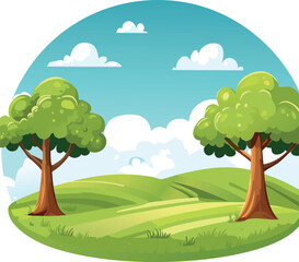 Obraz premium landscape with trees and clouds