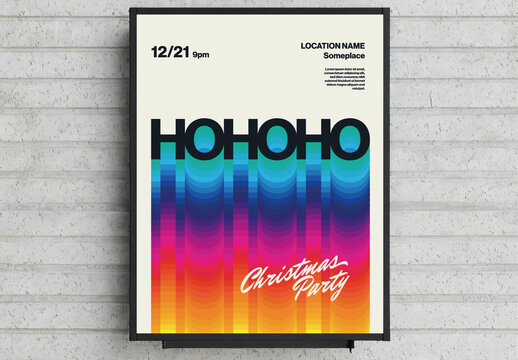 Christmas Party Poster Template with Linear Gradient Typography