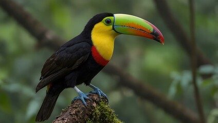 Fototapeta premium Keel-billed toucan perched in Costa Rica's natural habitat.