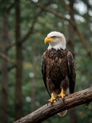 Majestic bald eagle perched on a branch, symbolizing freedom.
