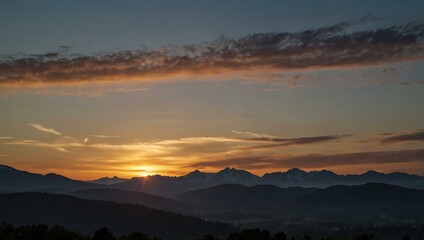 Obraz premium Mountains at sunset.