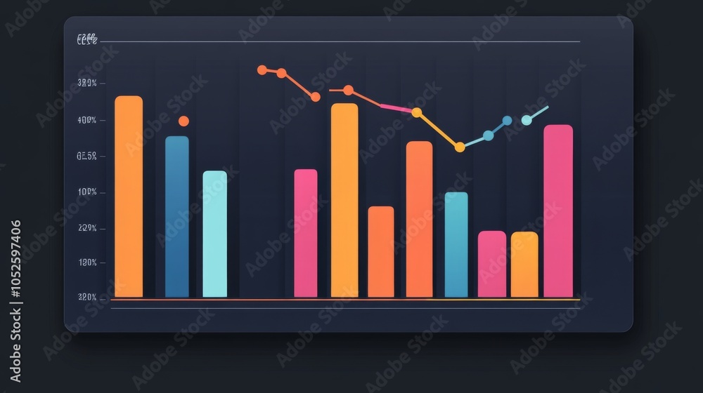 Fototapete colorful data visualization with graphs and charts