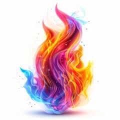 Obraz premium An abstract fire symbol with imaginative flame shapes and vibrant colors, set on a white background