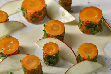 Artful Sushi Roll and Apple Arrangement