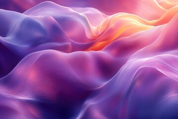 Obraz premium Abstract fluid waves in vibrant gradient hues of pink, purple, orange, and blue, evoking a sense of movement, energy, and cosmic dreamscapes