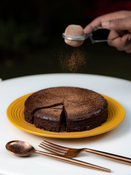 Chocolate cake with choco powder sprinkle