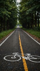 Obraz premium Road featuring a bicycle path.