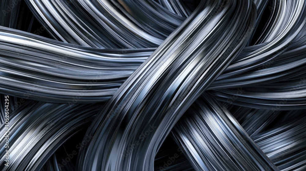 Poster curved texture of twisted metal wires banner relaxed structure in alloy design generates ai