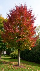 Naklejka premium Vibrant Chinese tallow tree with heart shaped leaves in fall colors