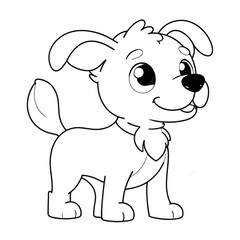 Fototapeta premium cartoon dog coloring book pages, black and white designs for kids and toddlers, a resource for preschool teachers 