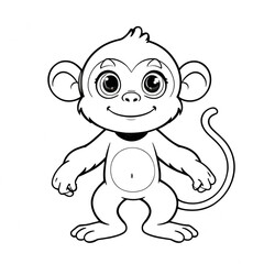 Obraz premium cartoon monkey coloring book pages, black and white designs for kids and toddlers, a resource for preschool teachers 