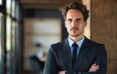 Successful mid business man looking at camera