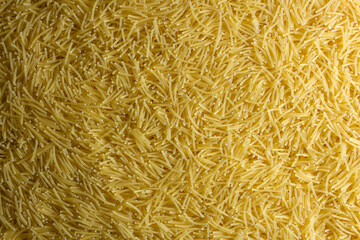 Uncooked Filini Pasta: A Culinary Canvas of Noodles, Creating a Lively and Textured Background for Gourmet Cooking. Dry Pasta. Raw Macaroni - Top View, Flat Lay