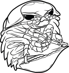 Illustration of an isopod or equal-legged crustacean isolated on a white background.Illustration in ink hand drawn style.