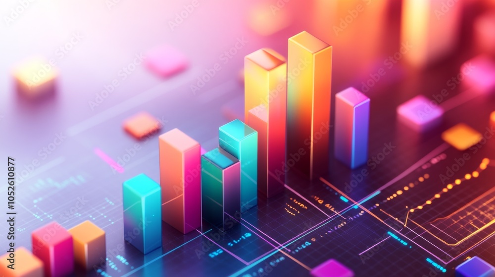 Poster colorful data visualization with bars and graphs