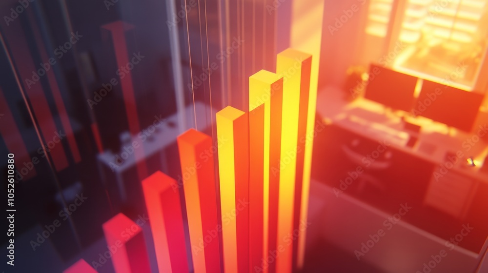 Poster growing bar graph in modern office setting