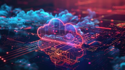 Futuristic cloud computing concept with digital data and network connections