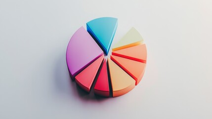 Fototapeta premium Vibrant Pie Chart on a Minimal Background