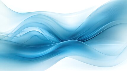 Obraz premium Abstract blue wave flowing on a white background.