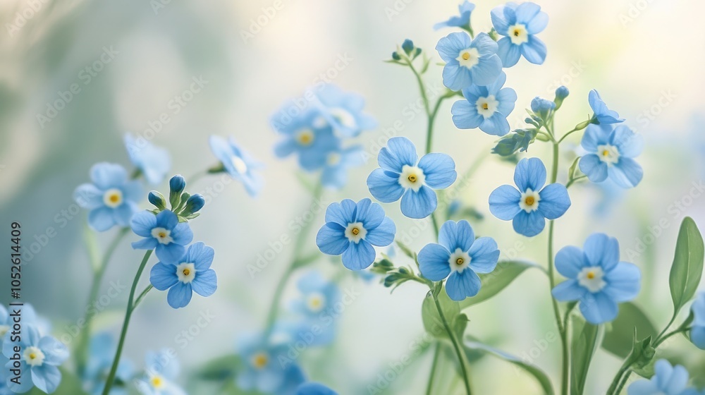 Aufkleber soft blue forget me nots flourish against a serene backdrop creating an ideal setting for your custo